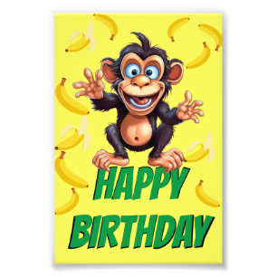 Monkey bANANA Birthday Photo Print