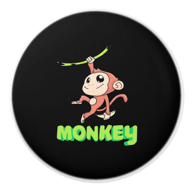 Monkey Banana Ceramic Knob (Front)