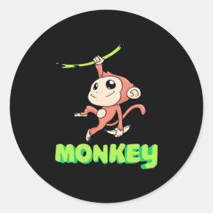 Monkey Banana Classic Round Sticker