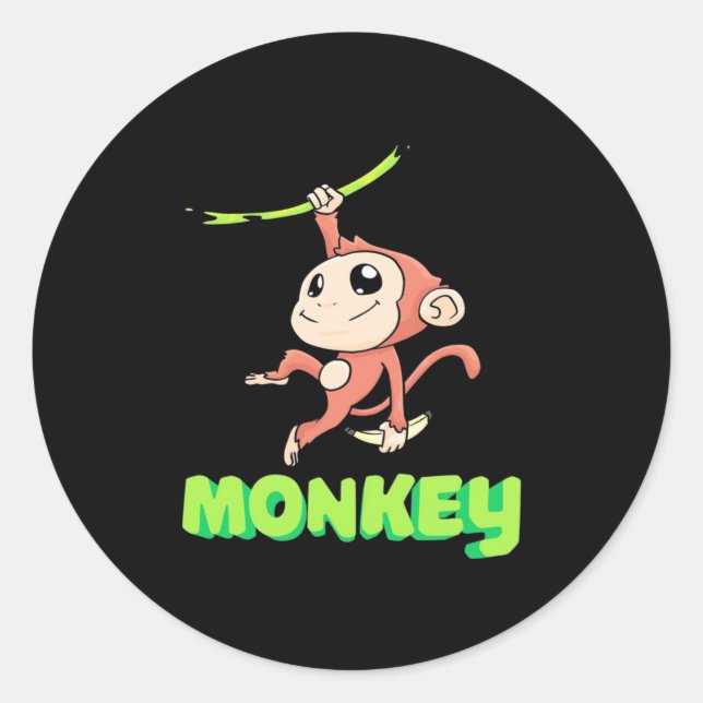 Monkey Banana Classic Round Sticker (Front)