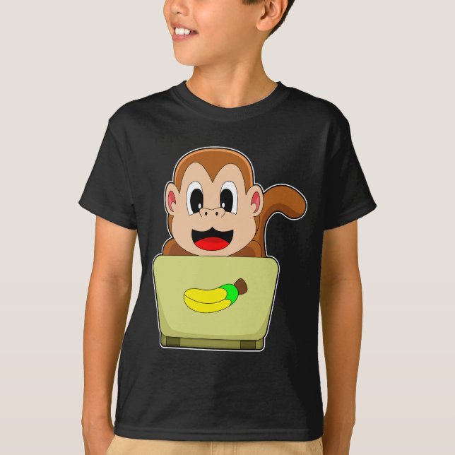 Monkey Banana Laptop T-Shirt (Front)