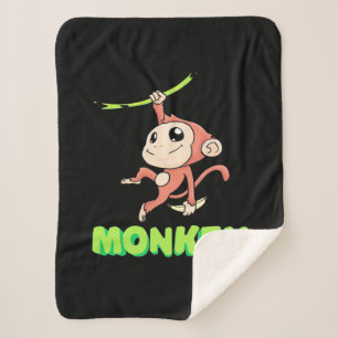 Monkey Banana Sherpa Blanket