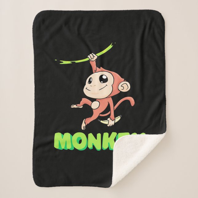 Monkey Banana Sherpa Blanket (Front)