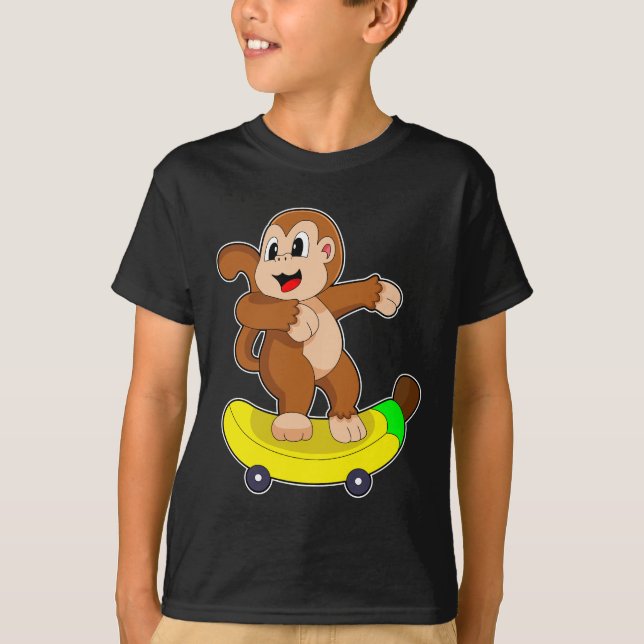Monkey Banana Skater Skateboard T-Shirt (Front)