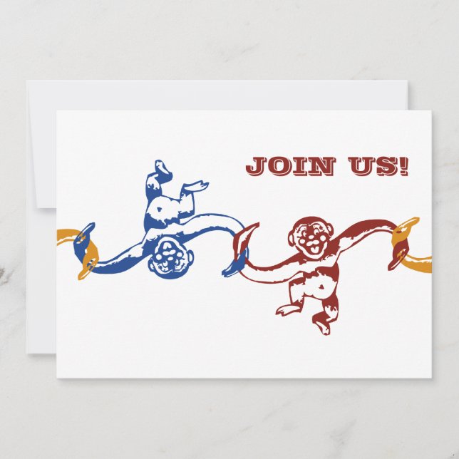 Monkey Barrel Birthday Invitation (Front)