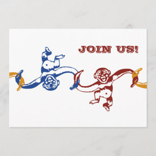 Monkey Barrel Birthday Invitation
