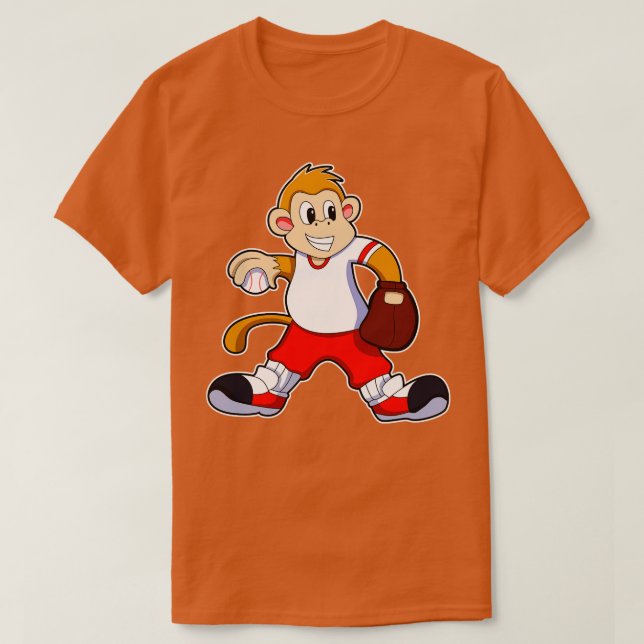 Monkey Baseball Baseball glove T-Shirt (Design Front)