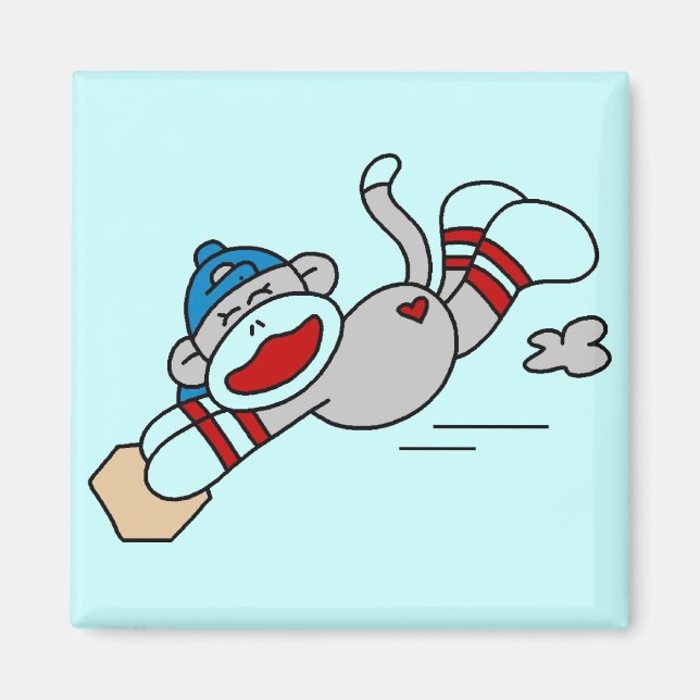 Monkey Baseball Diving into Base Tshirts and Gifts Magnet (Front)