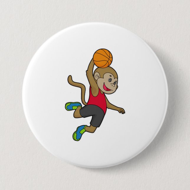 Monkey Basketball player Basketball 7.5 Cm Round Badge (Front)