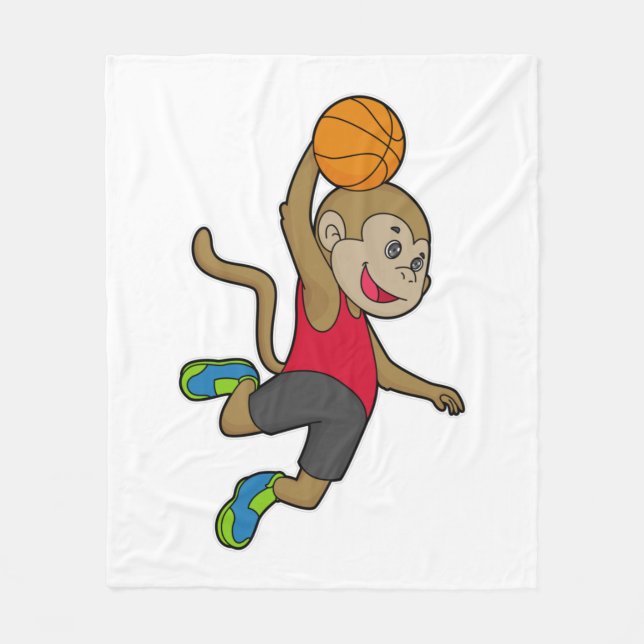 Monkey Basketball player Basketball Fleece Blanket (Front)