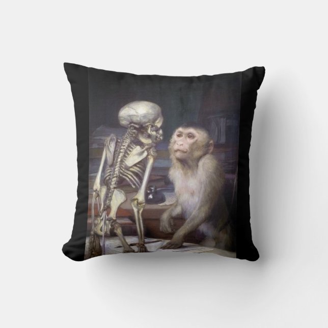 Monkey Before Skeleton Cushion (Front)