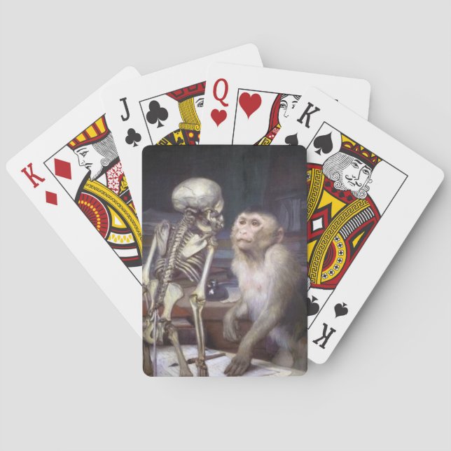 Monkey Before Skeleton Playing Cards (Back)