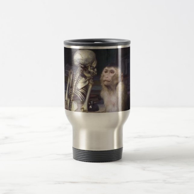 Monkey Before Skeleton Travel Mug (Center)