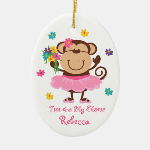 Monkey Big Sister Personalised Ornament