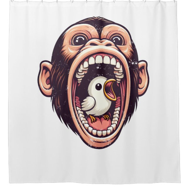 monkey bird shower curtain (Front)