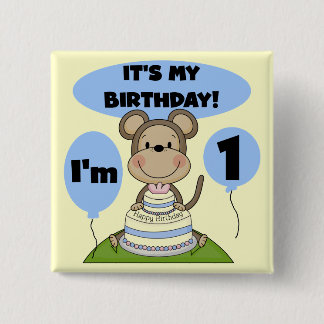 Monkey Birthday Boy 1st 15 Cm Square Badge