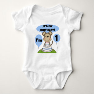 Monkey Birthday Boy 1st Baby Bodysuit