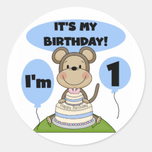 Monkey Birthday Boy 1st Classic Round Sticker