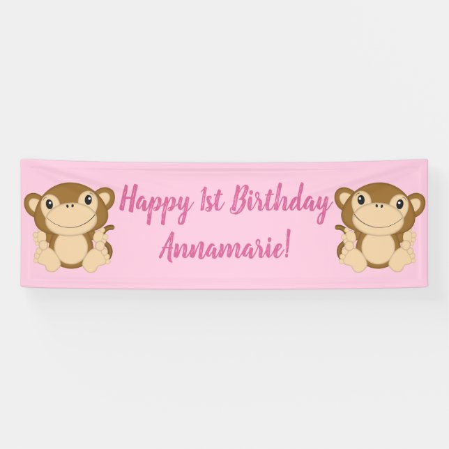 Monkey Birthday Party Banner (Horizontal)