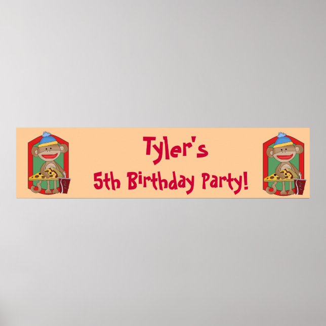 Monkey Birthday Party Banner Poster (Front)