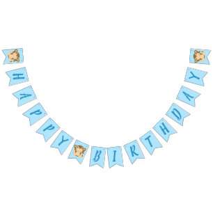 Monkey Birthday Party Blue Bunting