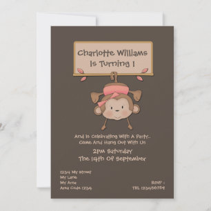 Monkey Birthday Party Invitation