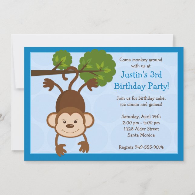 Monkey Birthday Party Invitation (Front)