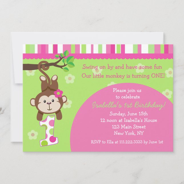 Monkey Birthday Party Invitations (Front)