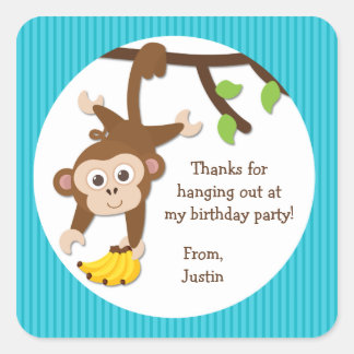 Monkey Birthday Party Thank You Stickers