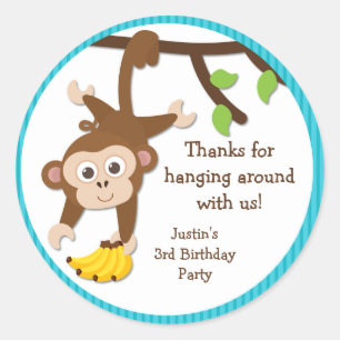 Monkey Birthday Party Thank You Stickers