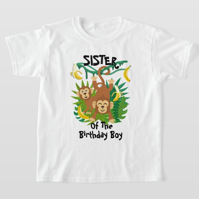 Monkey Birthday Shirt Sister Monkey Birthday  (Laydown)