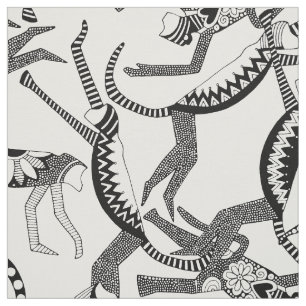 monkey black white fabric
