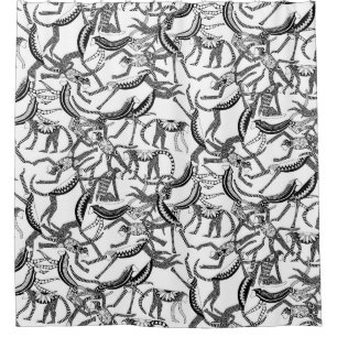 monkey black white shower curtain