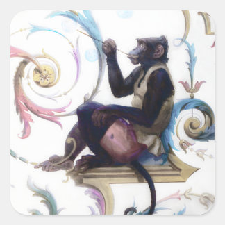 Monkey Blowing Bubbles Square Sticker