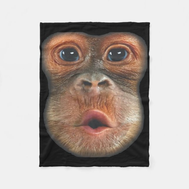 Monkey Blowing Stomach Face  Fleece Blanket (Front)