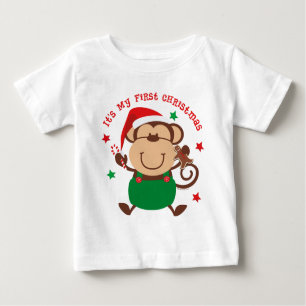 Monkey Boy 1st Christmas Baby T-Shirt