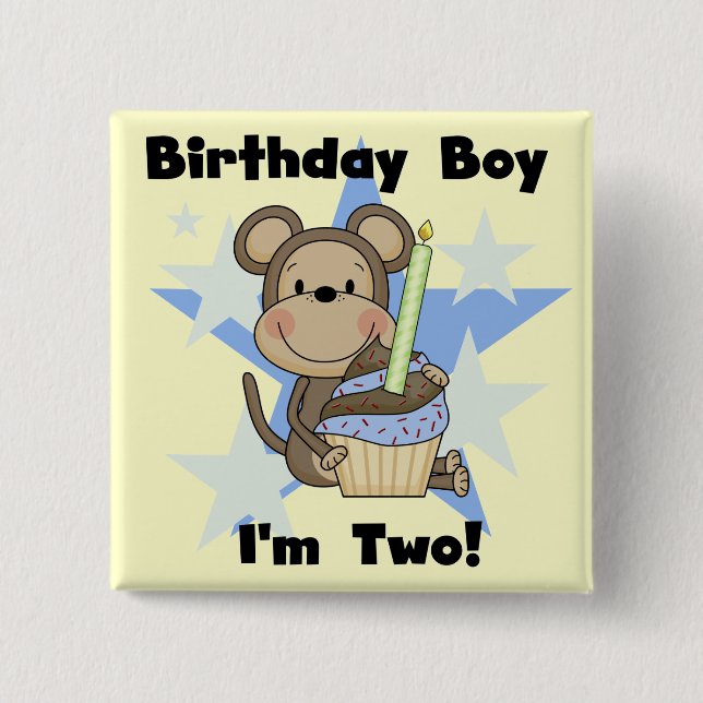 Monkey Boy 2nd Birthday Tshirts and Gifts 15 Cm Square Badge (Front)
