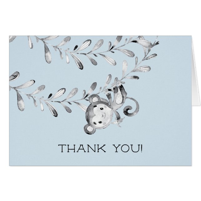 Monkey Boys Baby Shower Thank You Note (Front Horizontal)