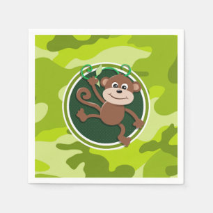 Monkey; bright green camo, camouflage napkin