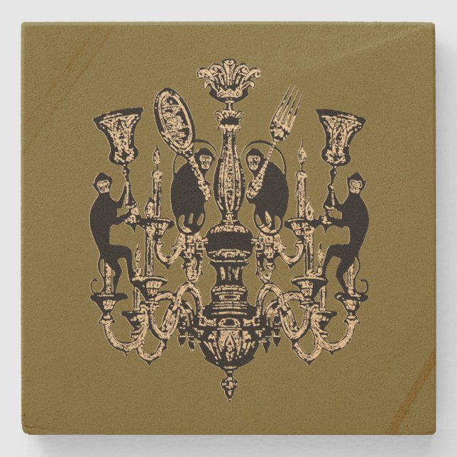 Monkey Business - CHANGE COLOR / Stone Coaster (Front)