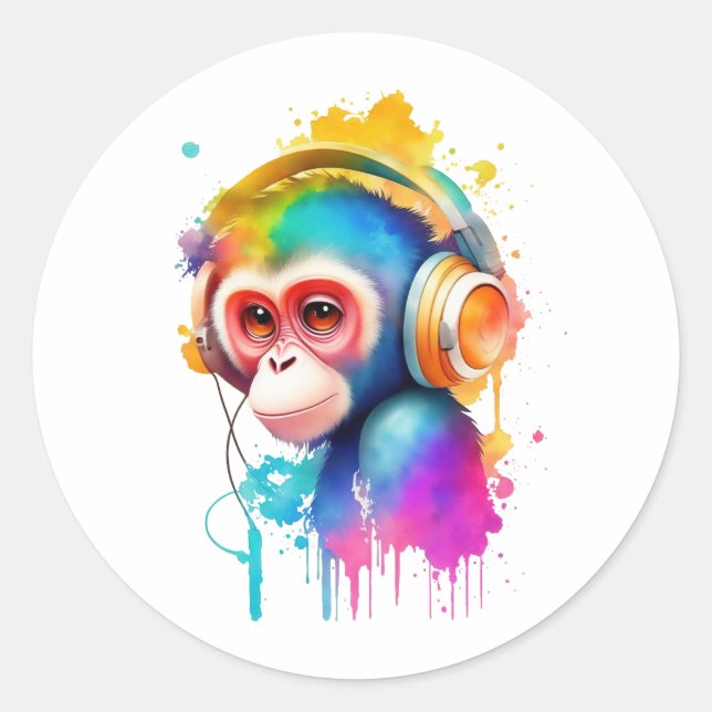 Monkey business classic round sticker (Front)