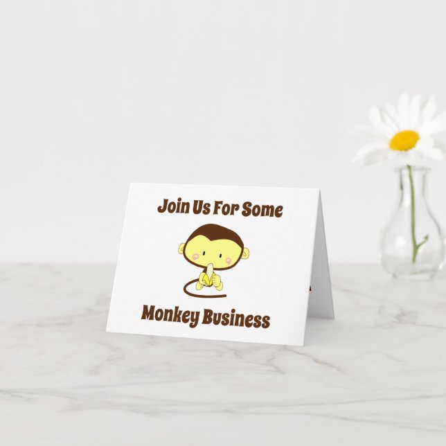 Monkey Business Funny Cartoon Monkey Design Card (Small Plant)