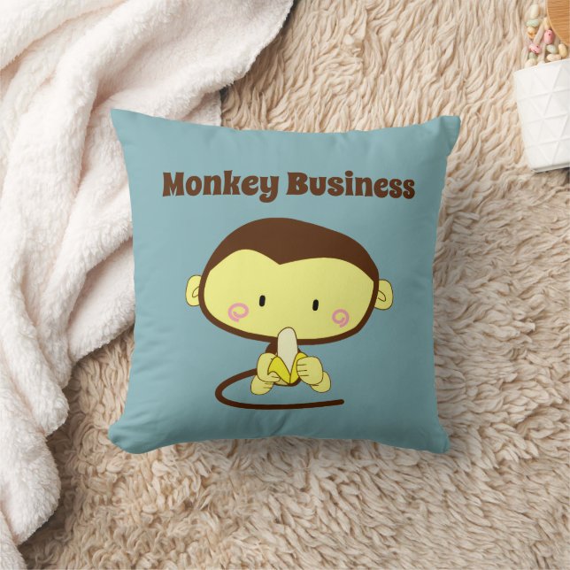 Monkey Business Funny Cartoon Monkey Design Cushion (Blanket)