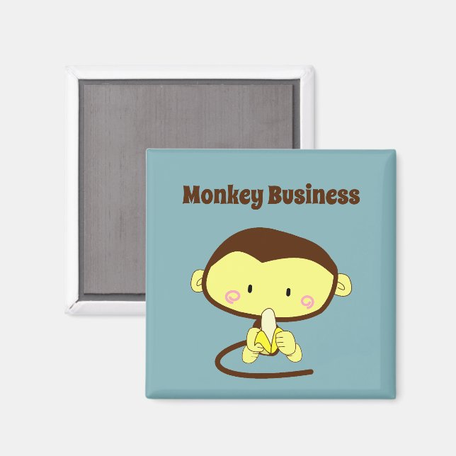 Monkey Business Funny Cartoon Monkey Design Magnet (Front/Back)