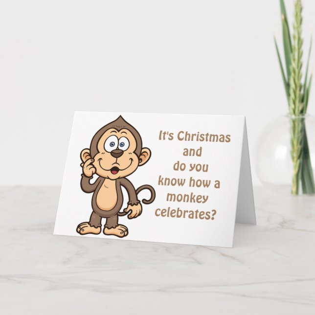 MONKEY BUSINESS-ME/YOU AND MISTLETOE CHRISTMAS HOLIDAY CARD (Front)
