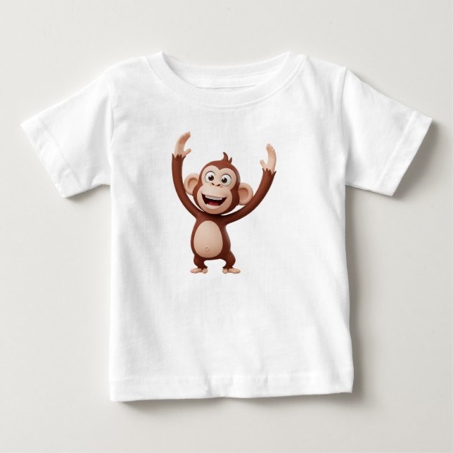 Monkey Character Celebrating Baby T-Shirt (Front)