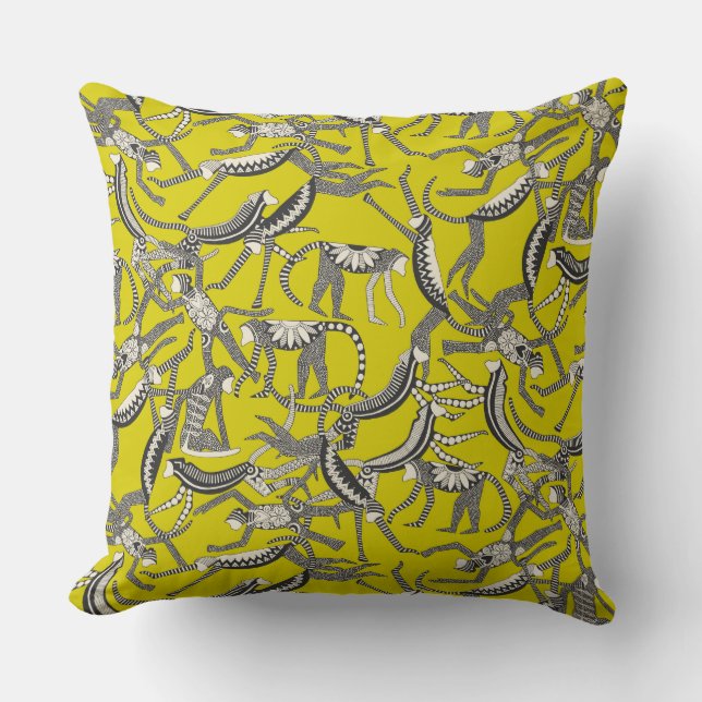 monkey chartreuse cushion (Front)