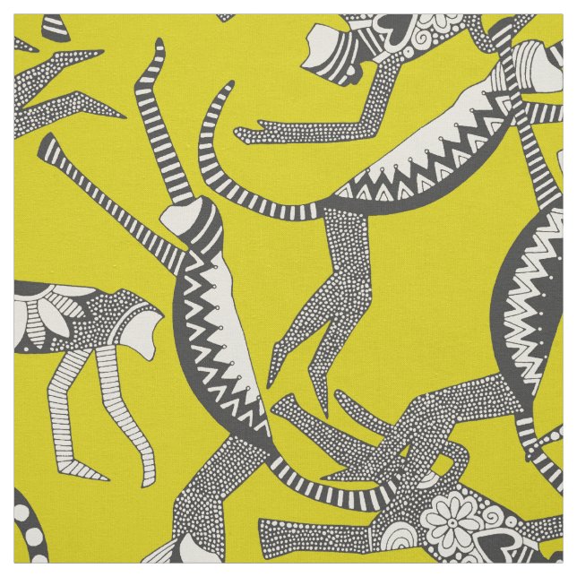 monkey chartreuse fabric (Swatch)