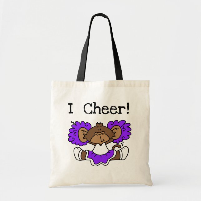 Monkey Cheerleader Purple and White Tote Bag (Front)