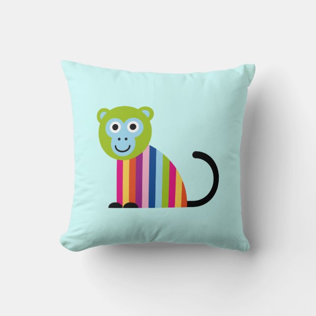 Monkey Chimp Cute Colourful Cartoon Animal Pillow (Front)